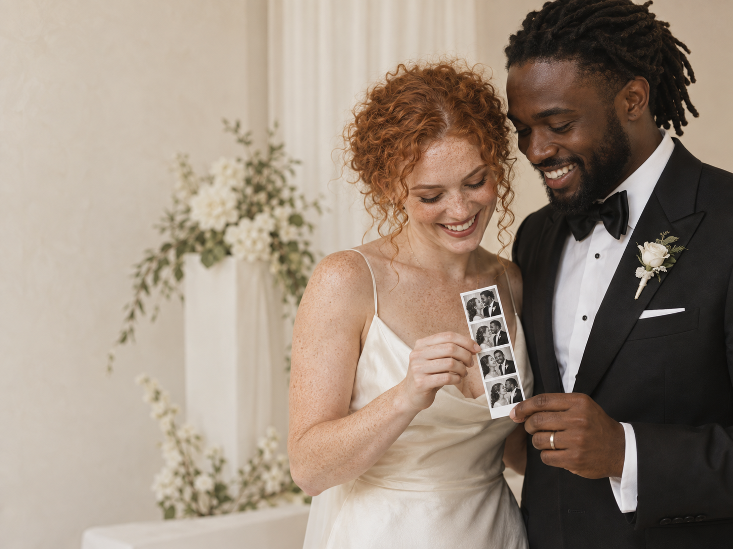 Wedding couple with Photomania photo strip